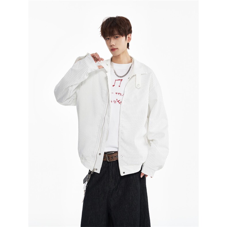 WT6201-特P80-控148，双面穿白色纹哈灵顿夹克老钱风简约,男装夹克,星座603