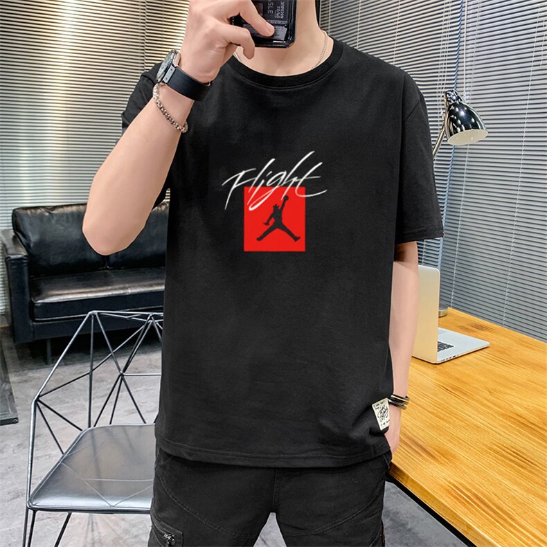 夏季港风大码宽松印花短袖T恤男圆领篮球中袖卫衣模白T9558,男装T恤,星座1207