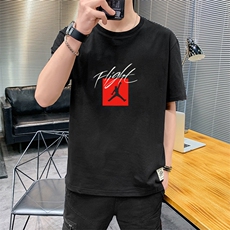 夏季港风大码宽松印花短袖T恤男圆领篮球中袖卫衣模白T9558，男装T恤，星座1207