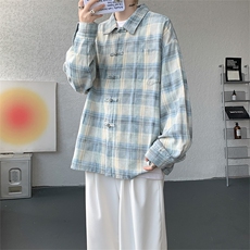 CS1157-特批45控88风盘扣衬衣设计感宽松潮上衣外套大码衬衫，男装衬衫，电商A059