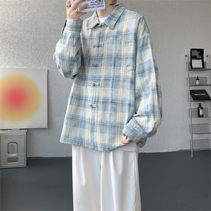 CS1157-特批45控88 风盘扣衬衣设计感宽松潮上衣外套大码衬衫图片