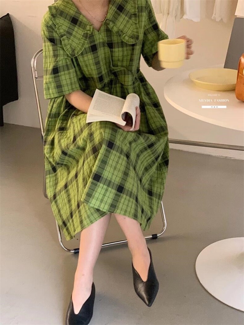 香丽迪夏装格子连衣裙,女装连衣裙,香丽迪1