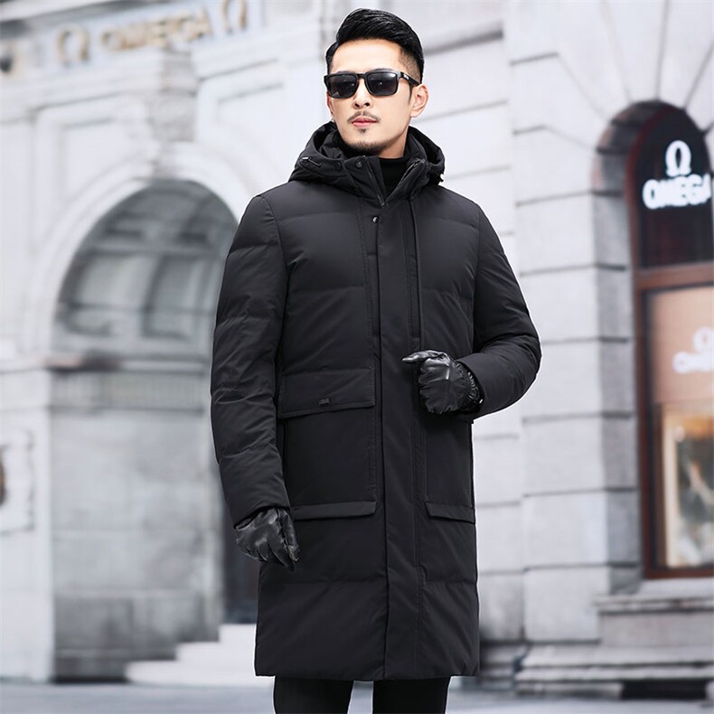 新款羽绒服冬季外套潮流百搭中年男士长款连帽外套KCN3056-5-P405,男装羽绒服,电商B212（原钱塘6029）
