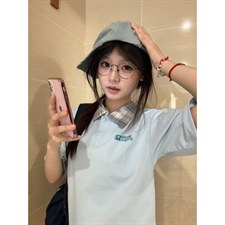 H1055-p35广州格子布polo领体恤T恤，男装T恤，星座617A-2