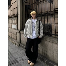 秋冬新款加厚立领夹克男复古宽松休闲高级感工装外套LW93411-P90，男装夹克，星座1008