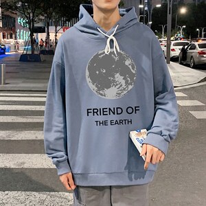 WY2254-P35 纯棉连帽卫衣男大码运动帽衫宽松薄外套男图片