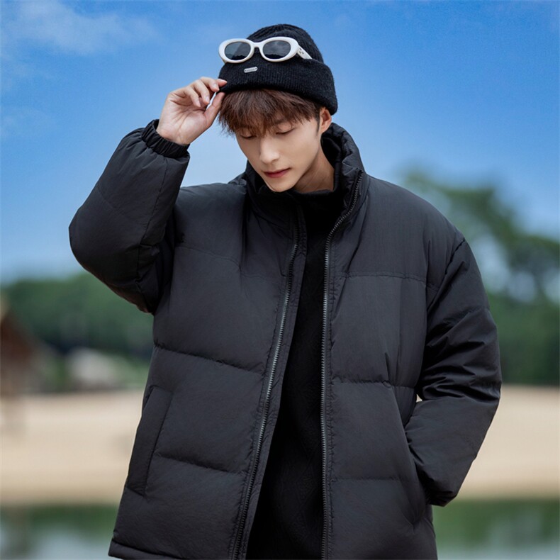 Y9977-P160冬季90绒大码情侣羽绒服（黑色，米白插黑S-6XL）,男装羽绒服,星座109
