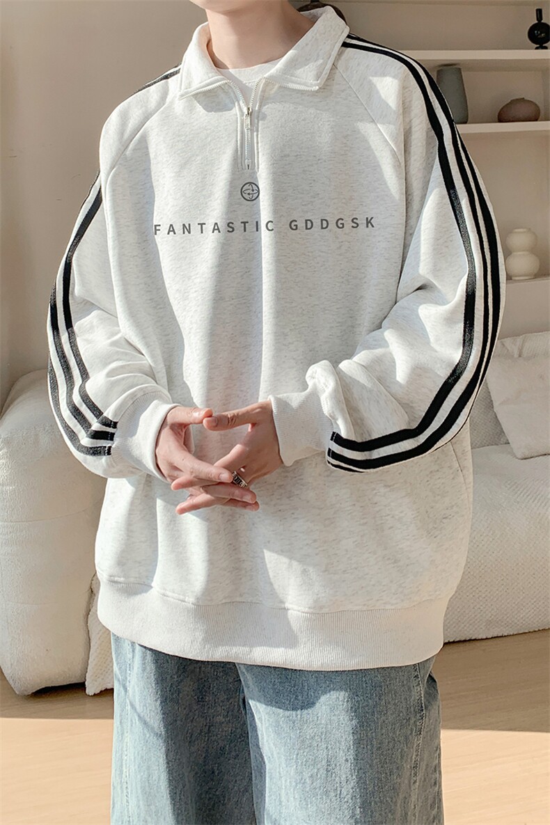 华棉内景秋冬ins韩版宽松polo领卫衣男潮大码WY00666/P50加绒P55,男装卫衣,电商B316
