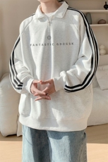 华棉内景秋冬ins韩版宽松polo领卫衣男潮大码WY00666/P50加绒P55，男装卫衣，电商B316