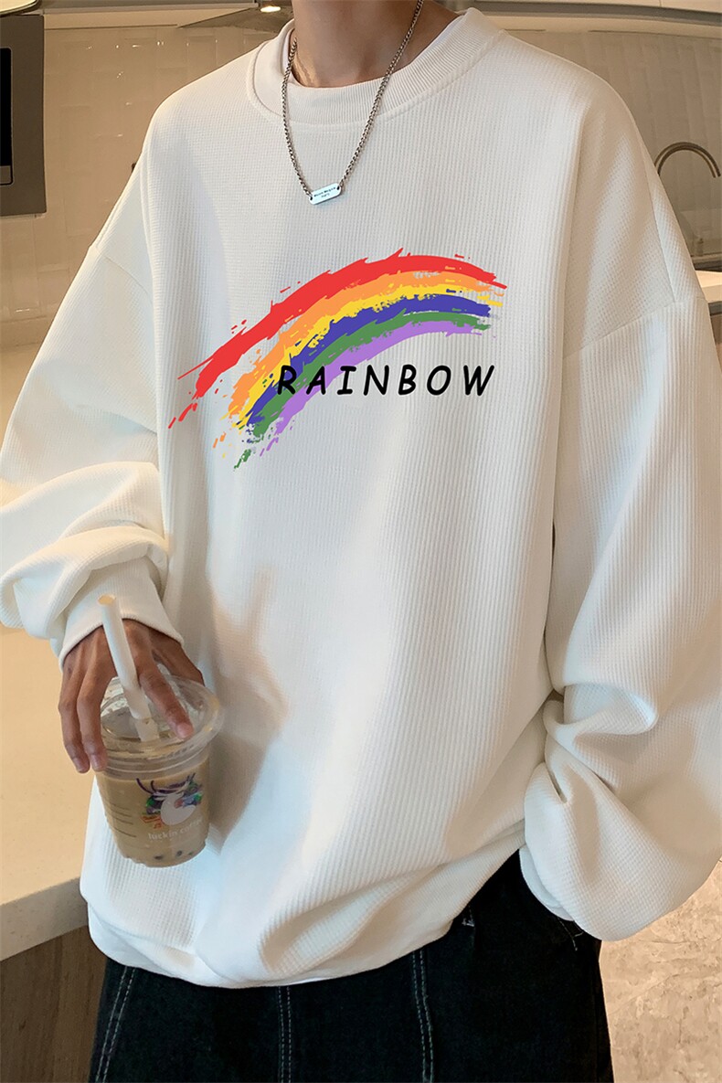 华夫格卫衣圆领卫衣男大码长袖t恤男外套HW76064-P30加绒款-P40,男装卫衣,电商A040