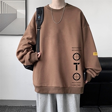 圆领卫衣男大码加厚加绒长袖t恤男S6114-P28加绒款-P33，男装卫衣，电商A040