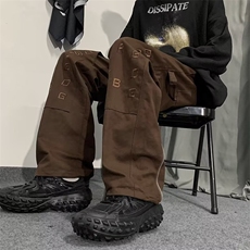美式街头字母刺绣牛仔裤秋季潮牌男高街直筒工装休闲裤K4797-P42，男装休闲裤，星座512-2