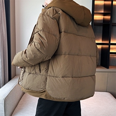 日系复古假两件连帽棉衣男冬季宽松情侣冬季棉服M0829-P103，男装棉衣，星座308B-2