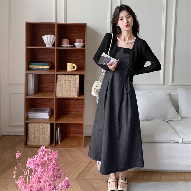 【档口现货】2025秋装新款女装牛仔连衣裙两件套266-P150-K208图片