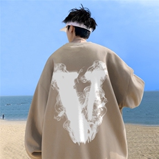 ！秋季重磅宽松大码港风烟雾v印花圆领卫衣WY132-特p28，男装卫衣，星座508（原C305）