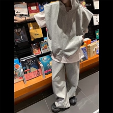 2026年夏装三条杆运动套装男女连帽马甲阔腿长裤休闲两件套~TZB66，男装休闲套装，星座601-2