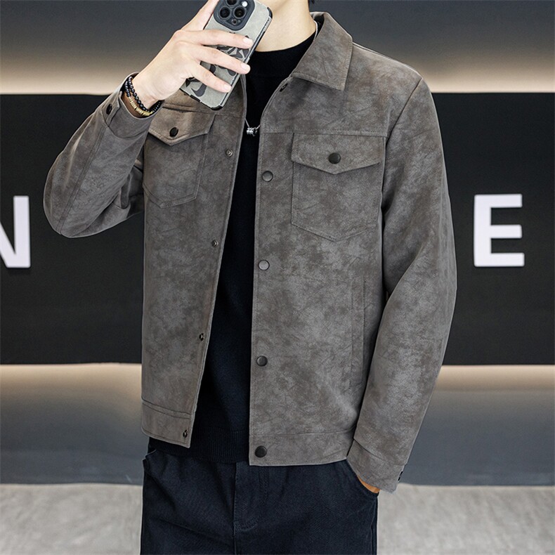 加绒款皮衣外套复古百搭宽松机车服pu皮夹克JK2566常规P78加绒P88,男装夹克,星座301B-1