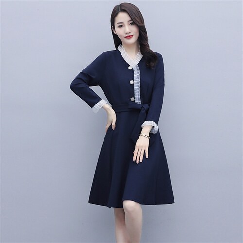 2025春季新款连衣裙小香风时尚休闲收腰显瘦大摆连衣裙，女装连衣裙，施恩睿棋