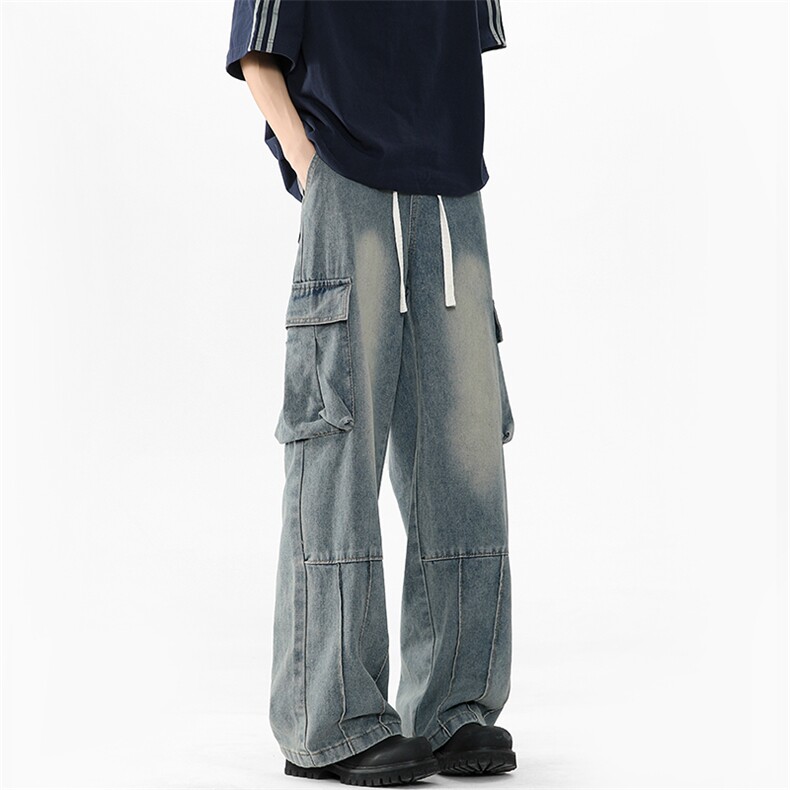 2026无影墙春季-A1158TP55控88美式复古工装牛仔裤男大口袋裤子，男装牛仔裤，电商B241