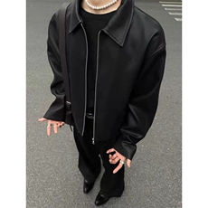 红内里PU皮皮衣外套JK0101-P80，男装夹克，星座313A(原308A-2)
