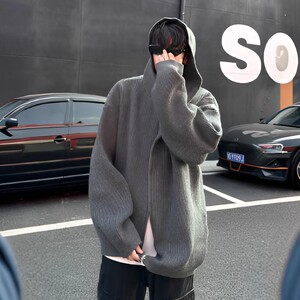 开衫毛衣连帽针织衫男 重工  P56 YL108图片