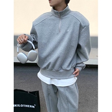 WY07-P68华棉垫肩美式卫衣宽松百搭运动上衣外套立领打底衫，男装卫衣，电商B327