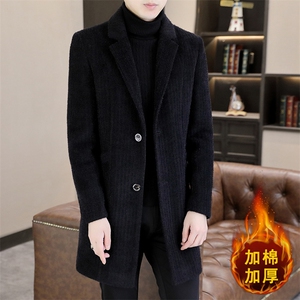 新款男士高品质毛呢外套大衣西装领中长款韩版休闲潮流A51P175图片