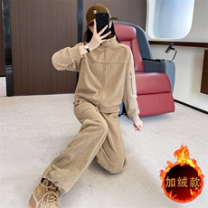 时尚保暖加绒立领卫衣长裤两件套秋冬新款显瘦休闲套装，女装套装/套裙，江南