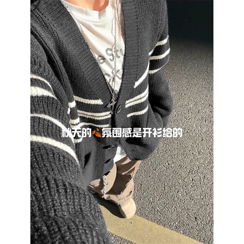 简约款拼色休闲复古毛衣法式时髦文艺高级感上衣HY842TP55控89,男装针织衫/毛衣,电商A102B
