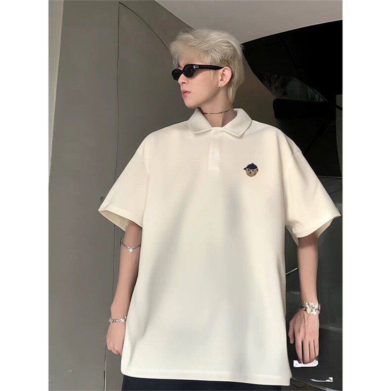 抖音得物供货现货网眼透气翻领T恤美式宽松潮牌短袖POLO衫APL20,男装T恤,电商A443