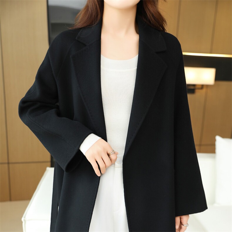 女士羊绒大衣10%羊绒90%羊毛保暖舒适，女装双面呢大衣，赛欧妮