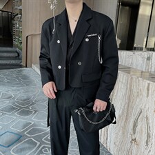 秋季高级感拉链短款西装外套男网红韩版痞帅西服XZ061-P120控145，男装西服套装，电商B267