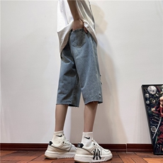 D2053-p45-控68现货风宽松cleanfit牛仔裤七分裤黑暗，男装牛仔裤，星座116