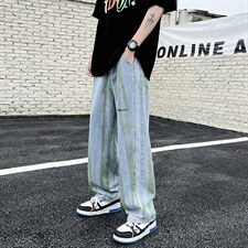 美式高街扎染牛仔裤男女ins宽松学生设计感小众阔腿裤潮N148-p45,男装牛仔裤,星座1008-1