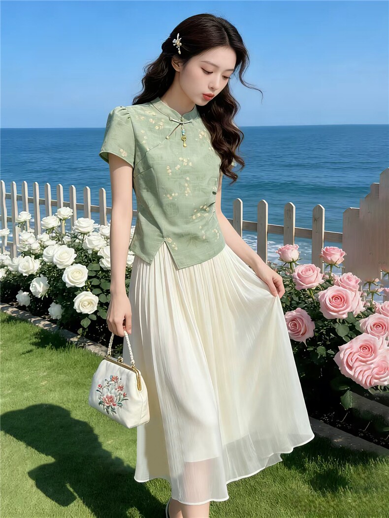 2026年夏季新中式女高级感两件套裙,女装套装/套裙,贝蕾酷儿