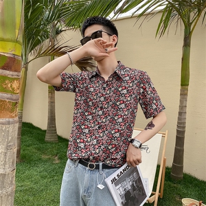社会风沙滩休闲碎花衬衫潮男B297-7721-P53控78图片