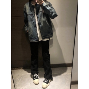 【有货】美式复古水洗蓝色牛仔外套男春秋短款夹克W353LL-特P75图片