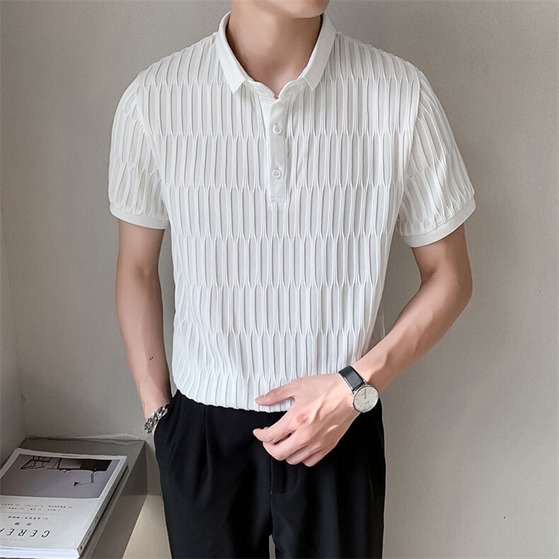 白色2022精神小伙修身polo衫男士短袖T恤PL512P48控价68，男装Polo衫，电商A108