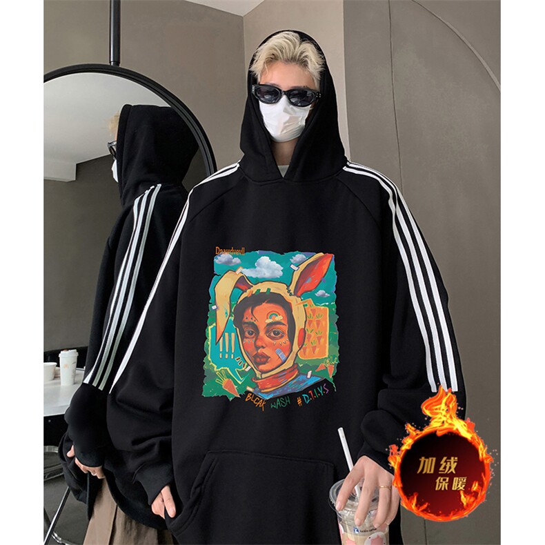 抖音得物供货提供视频秋冬重磅美式宽松织带连帽卫衣0435,男装卫衣,电商A486