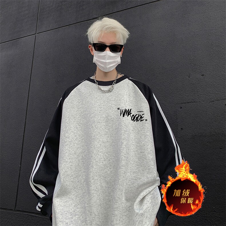 抖音得物供货提供视频秋冬重磅美式宽松织带圆领卫衣0754,男装卫衣,电商A486