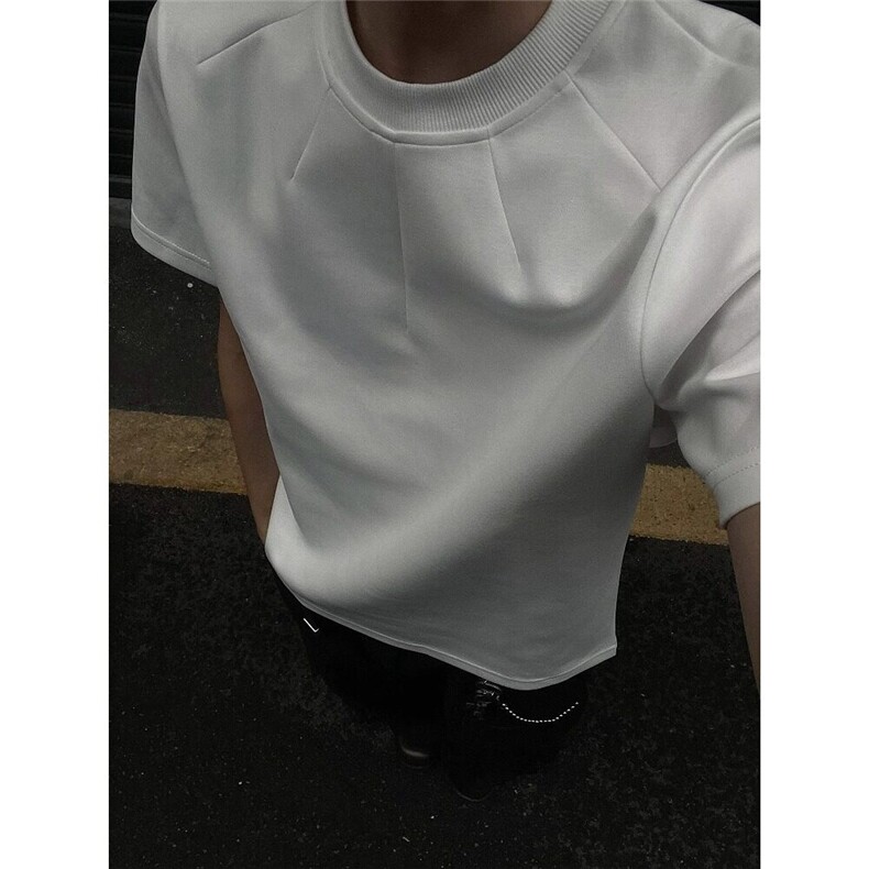 美式小众人棉空气层短袖男夏季新款小领口慵懒风休闲T恤TT25,男装T恤,星座1116A（原606A-3）