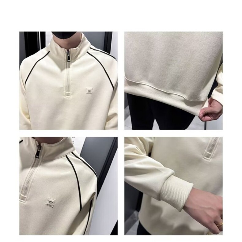 A194-P47半拉链卫衣男春秋款美式复古高级感上衣男士百搭宽松,男装卫衣,电商B323A