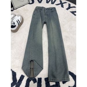 B221 美式ins高街暗黑百搭宽松直筒牛仔裤LK25600-特P38控68图片