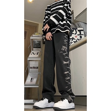 欧美hiphop直筒牛仔裤美式复古阔腿裤垂坠感xz310a-4-nz15，男装牛仔裤，星座310A-4