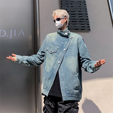 美式水洗牛仔夹克男秋季复古设计感小众宽松外套潮JK5-P63，男装夹克，星座308B-1