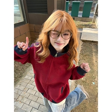 抖音得物高品质26春装美式高街重磅结构拼接织带立领卫衣外套CM42，女装短外套，电商A486-1