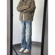 复古重磅水洗帆布哈灵顿外套男春秋立领设计感休闲夹克-NY8690，男装夹克，星座601-1