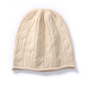 2025年秋季针织麻花纹羊绒帽时尚休闲通勤百搭保暖，帽子，喜润羊绒