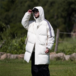 数据款！中长款条纹连帽棉衣加厚棉服外套情侣款 MY8883图片