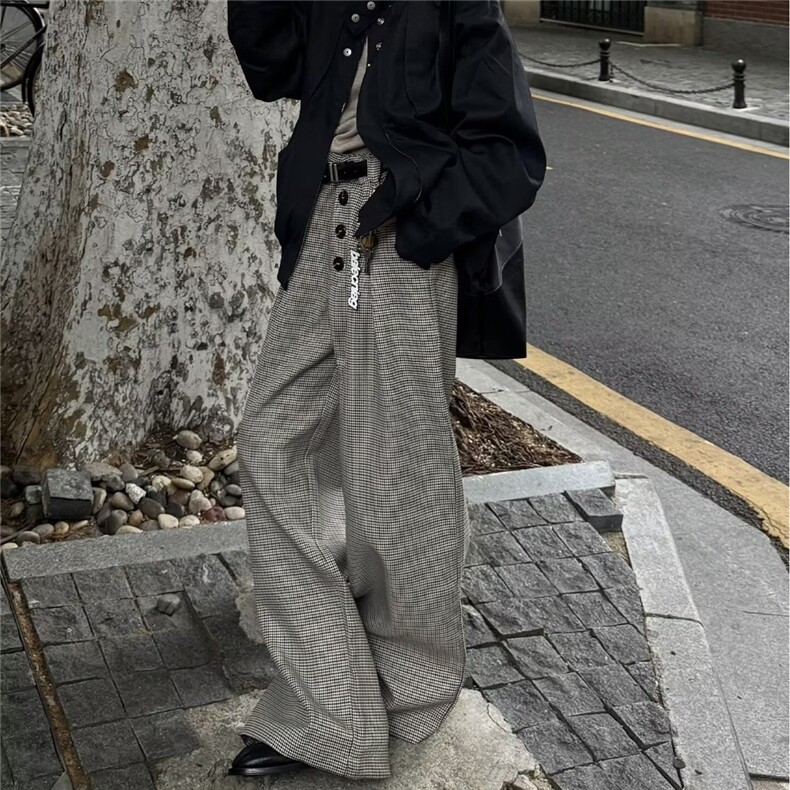 网络图，美式复古休闲日常直筒显高拖地长裤XZ302B-1-K37P50,男装休闲裤,星座302B-1